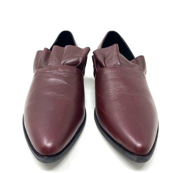 Bueno Burcu leather ruffle flats Merlot - Picture 3 of 7